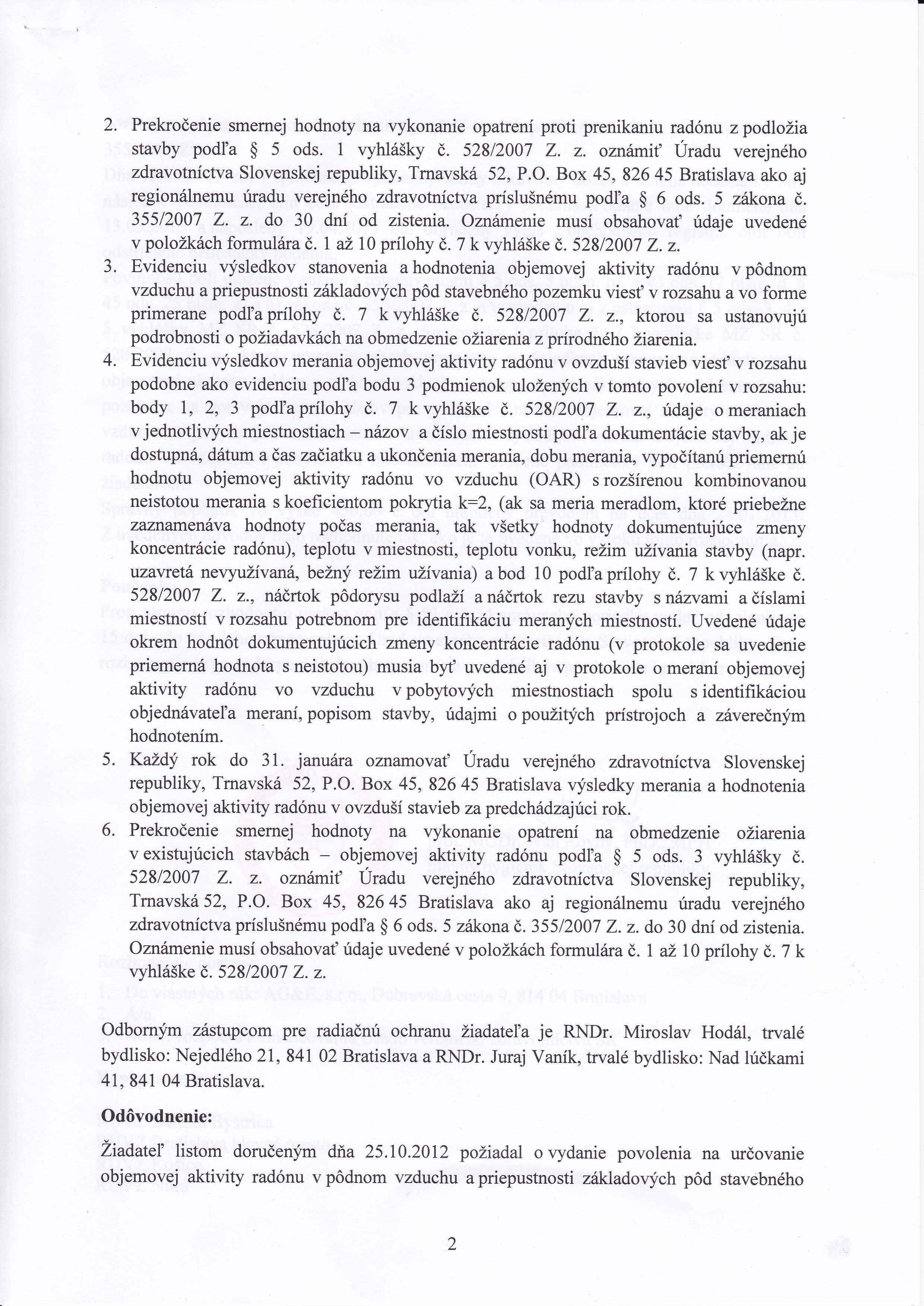 Povolenie ÚVZ SR – strana 2